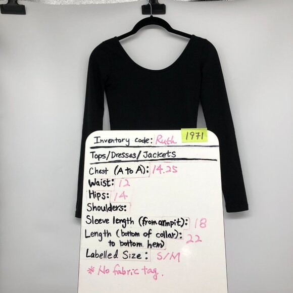 NL Black Long Sleeve Bodycon Scooped Round Neck Mini Dress perfect LBD - Picture 14 of 16